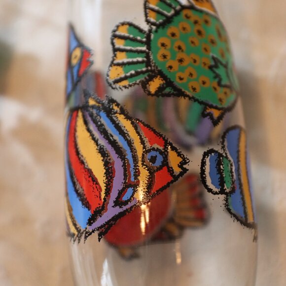 Vintage 80’s 90’s Libbey Tropical Fish Graphic Drinking Glasses Set of 3 - Picture 3 of 16